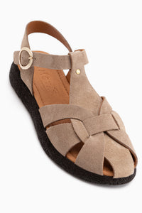 Henrika Echtes Leder Beige Wildleder Damen Sandale