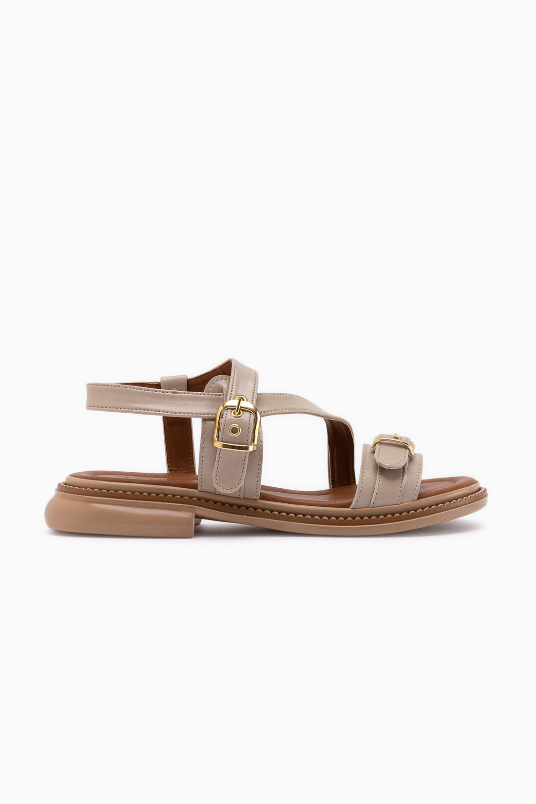 Maggy Beige Kreuzriemen Damen Sandale