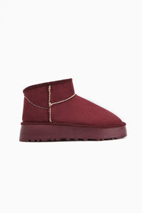 Lilly-Anne Burgundy Suede Fur-Lined Short Boot