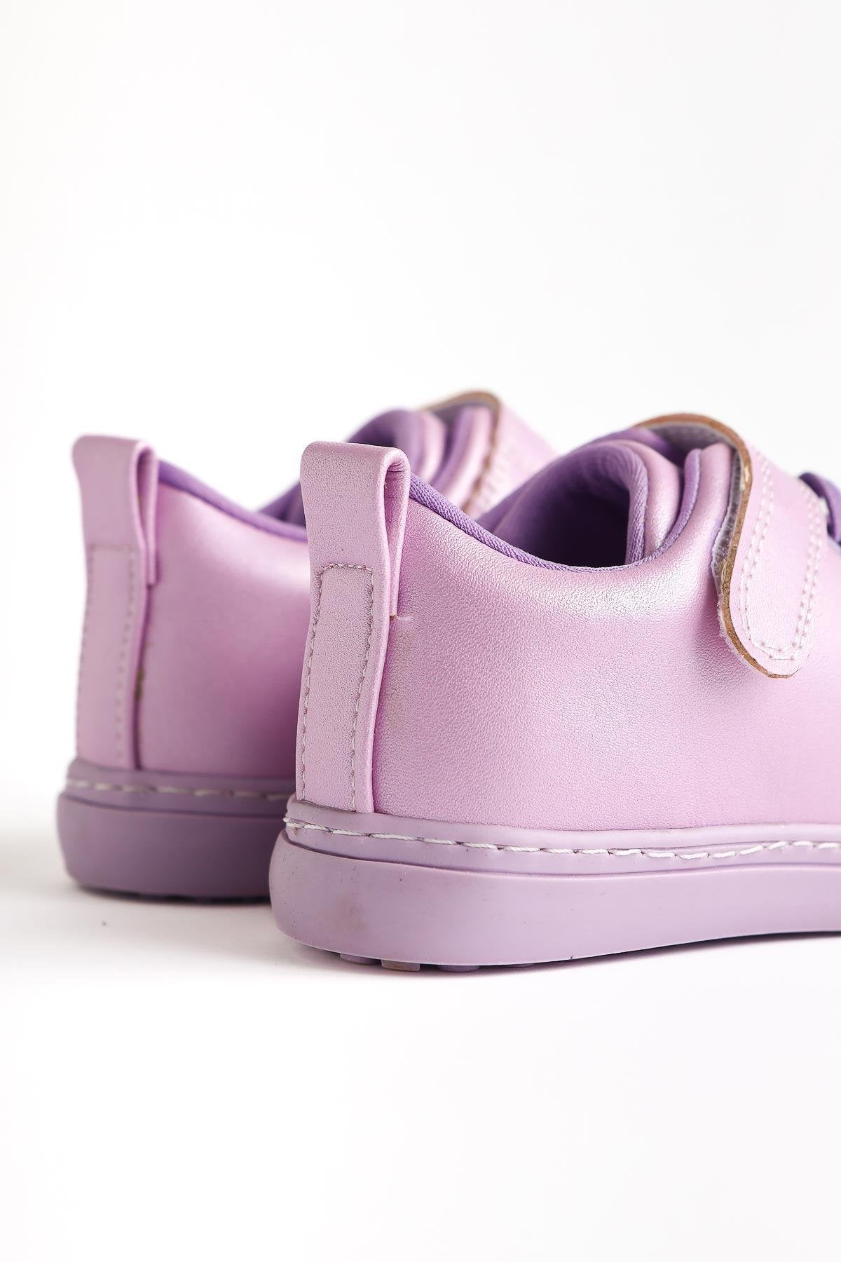 Daisy Lilac Laced Velcro Detailed Baby Sneakers