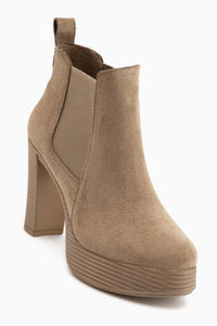 Mersa Beige Suede Platform Heeled Women’s Boots