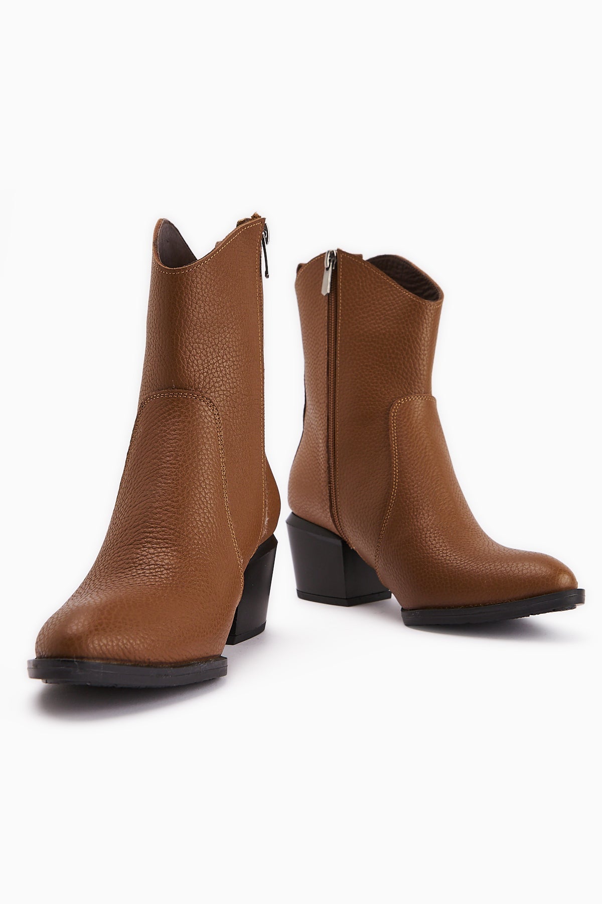 Ubax Genuine Leather Taba Heeled Women's Ankle Boot