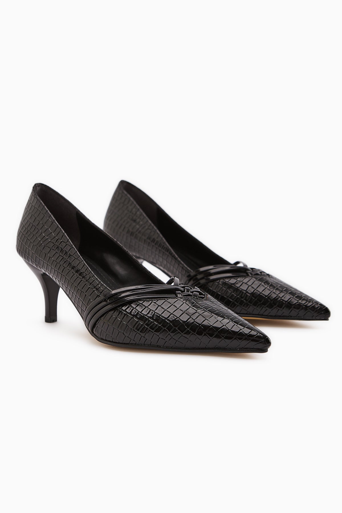 Riyam Black Crocodile Pattern Women's Stiletto