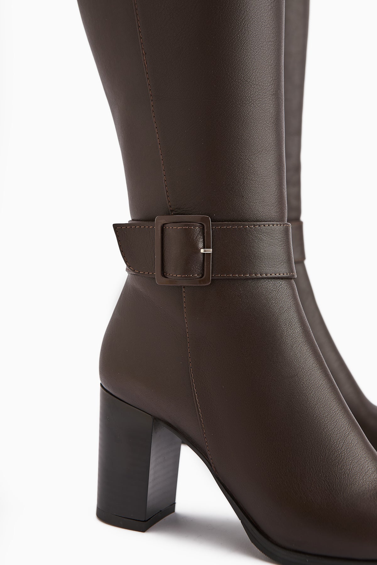 Jeen Genuine Leather Coffee High-Heel Women's Boot