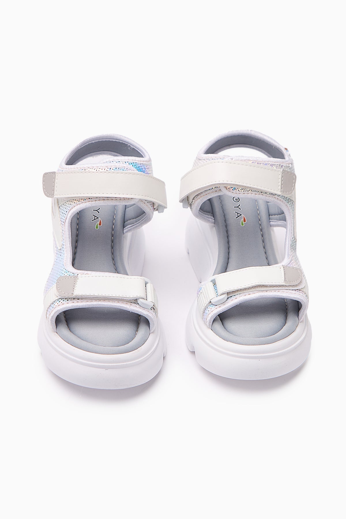 Anela Weiß Plateau Absatz Damen Sandalen mit Klettverschluss