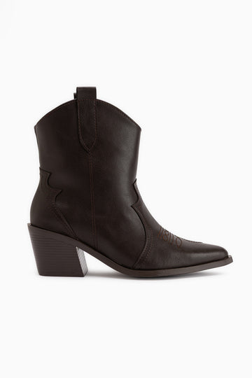 Joo Braun Spitzes Fußbett Bestickte Western Stiefel