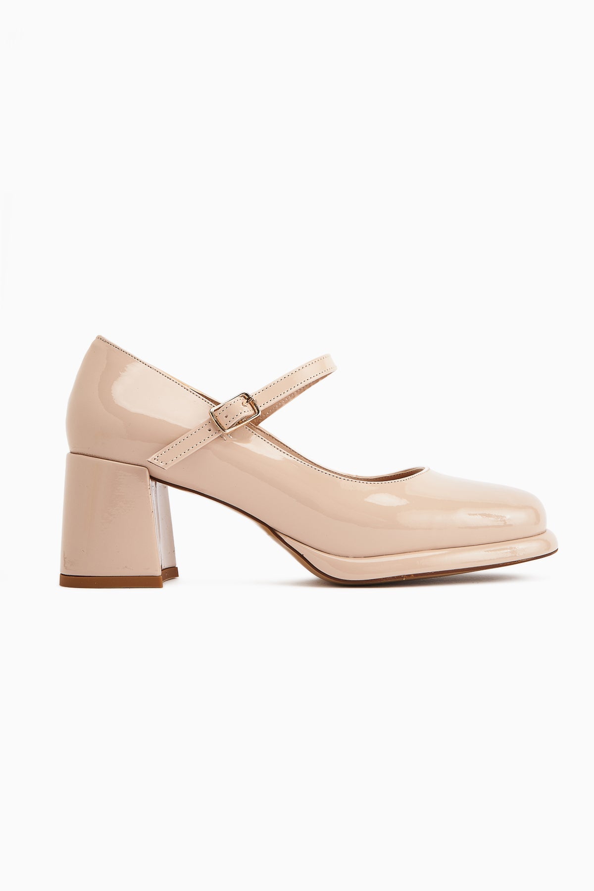Junis Beige Patent Leather Women's Platform Heels