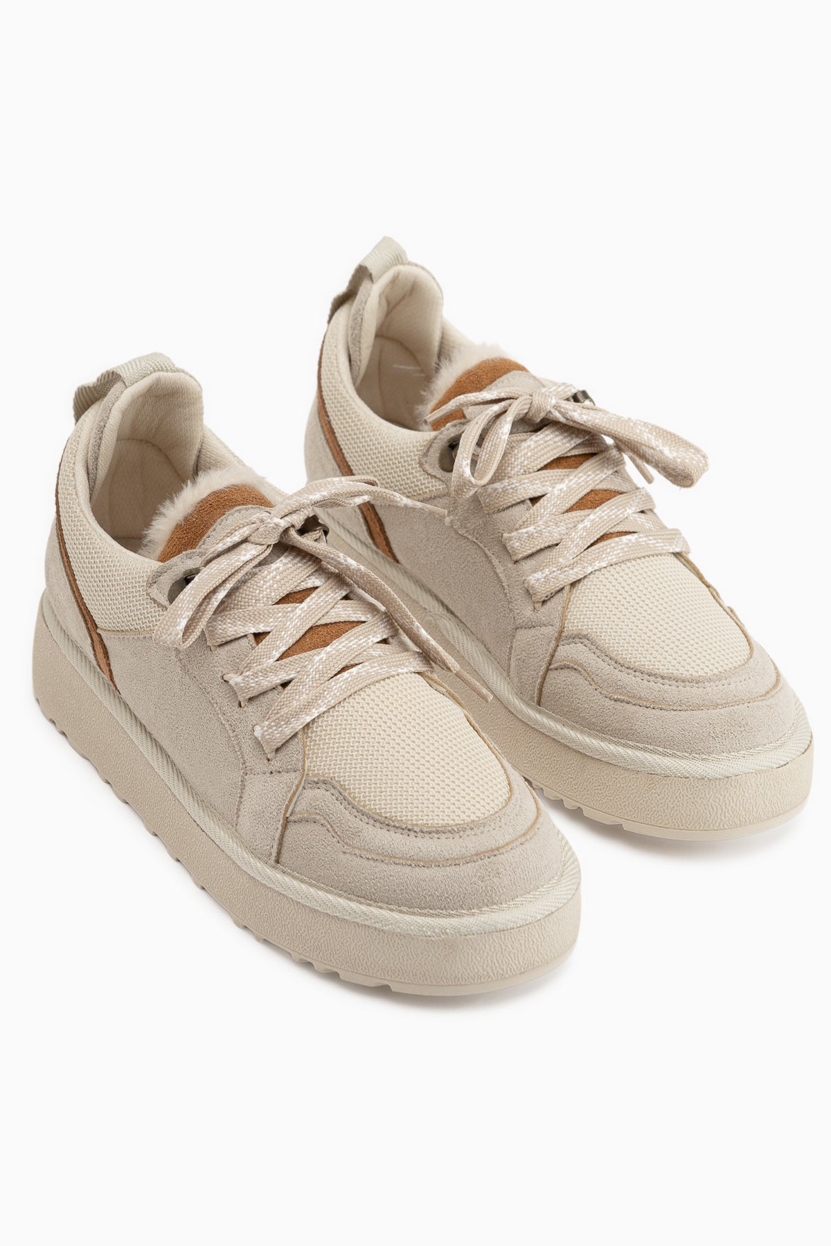 Reni Beige Suede Thick Sole Women’s Casual Shoes