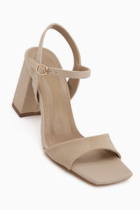 Janica Beige Buckled Thick Heeled Women’s Sandal
