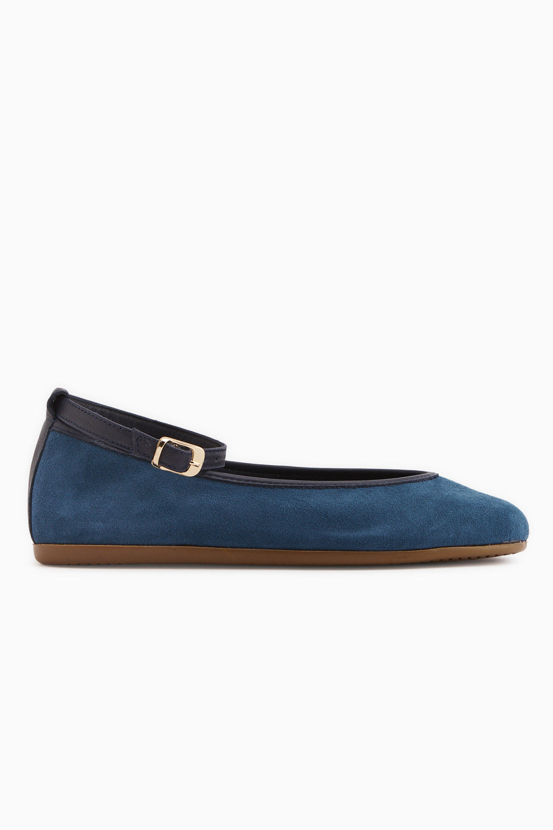 Echtes Leder Marineblau Wildleder Gürtelschnalle Damen Ballerinas