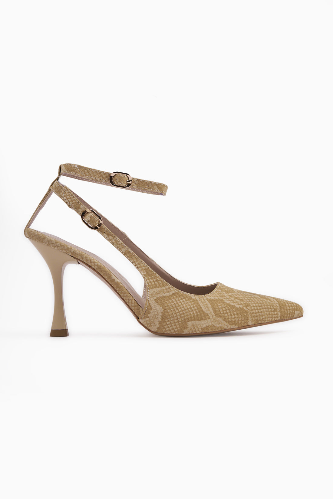 Jamie Beige Schlangenmuster Mit Schnalle Damen Absatzschuhe