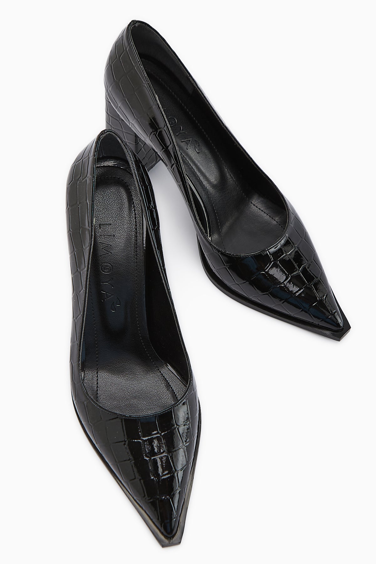 Lucy Black Croco Chunky Heel Women's Stiletto