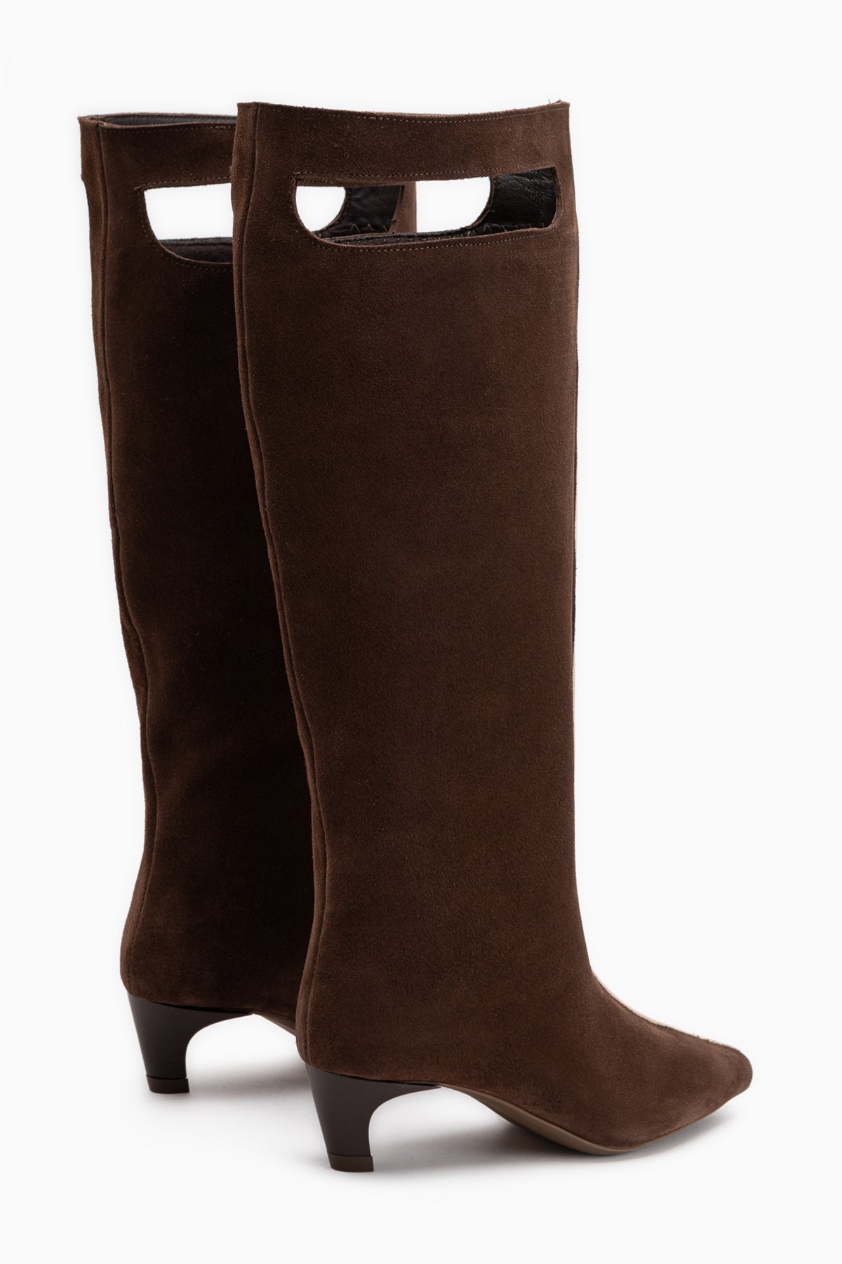 Gena Echtes Leder Braun Wildleder Kurz Absatz Damen Stiefel
