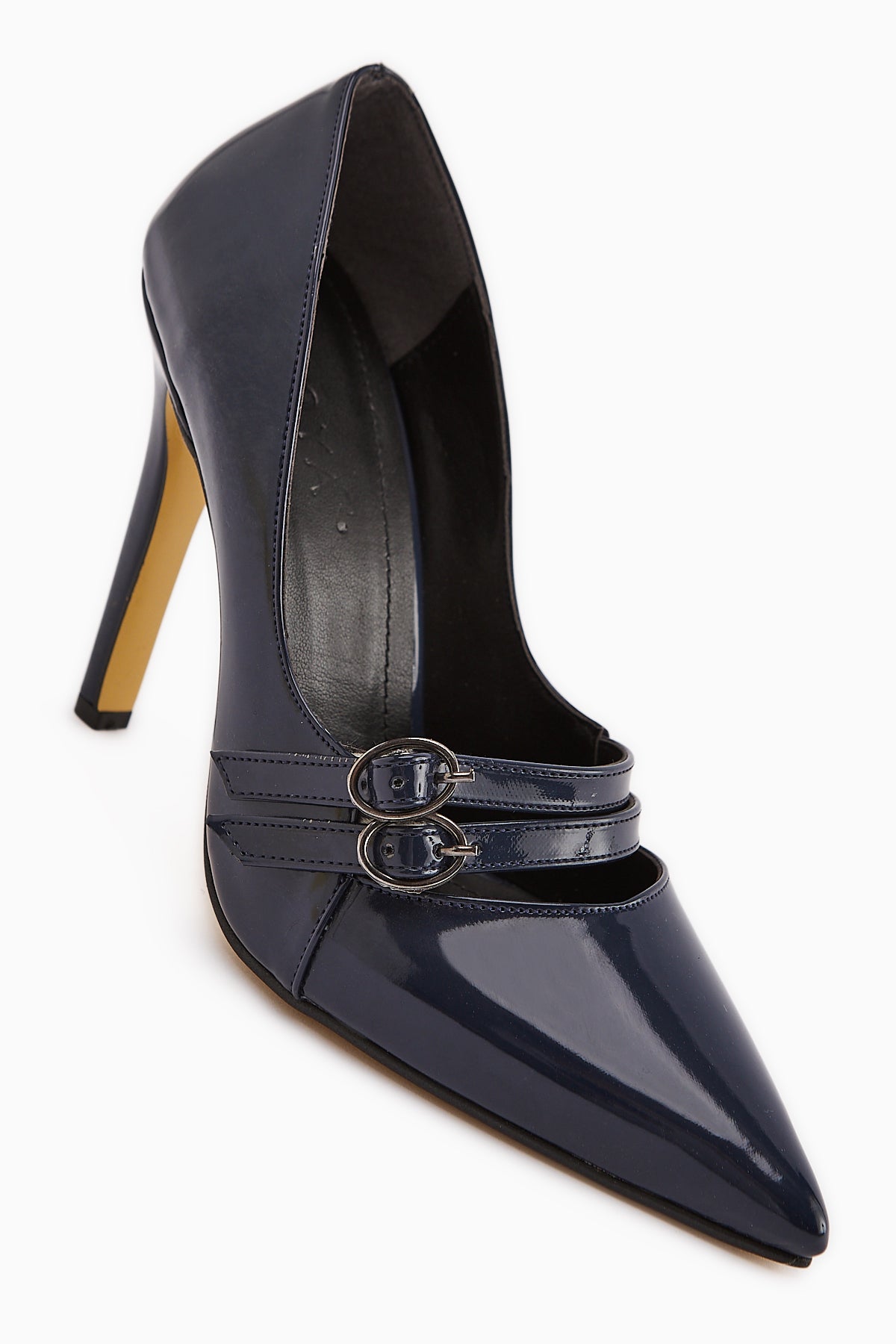 Blanka Navy Patent Double Buckled Stiletto Women's High Heel Shoe