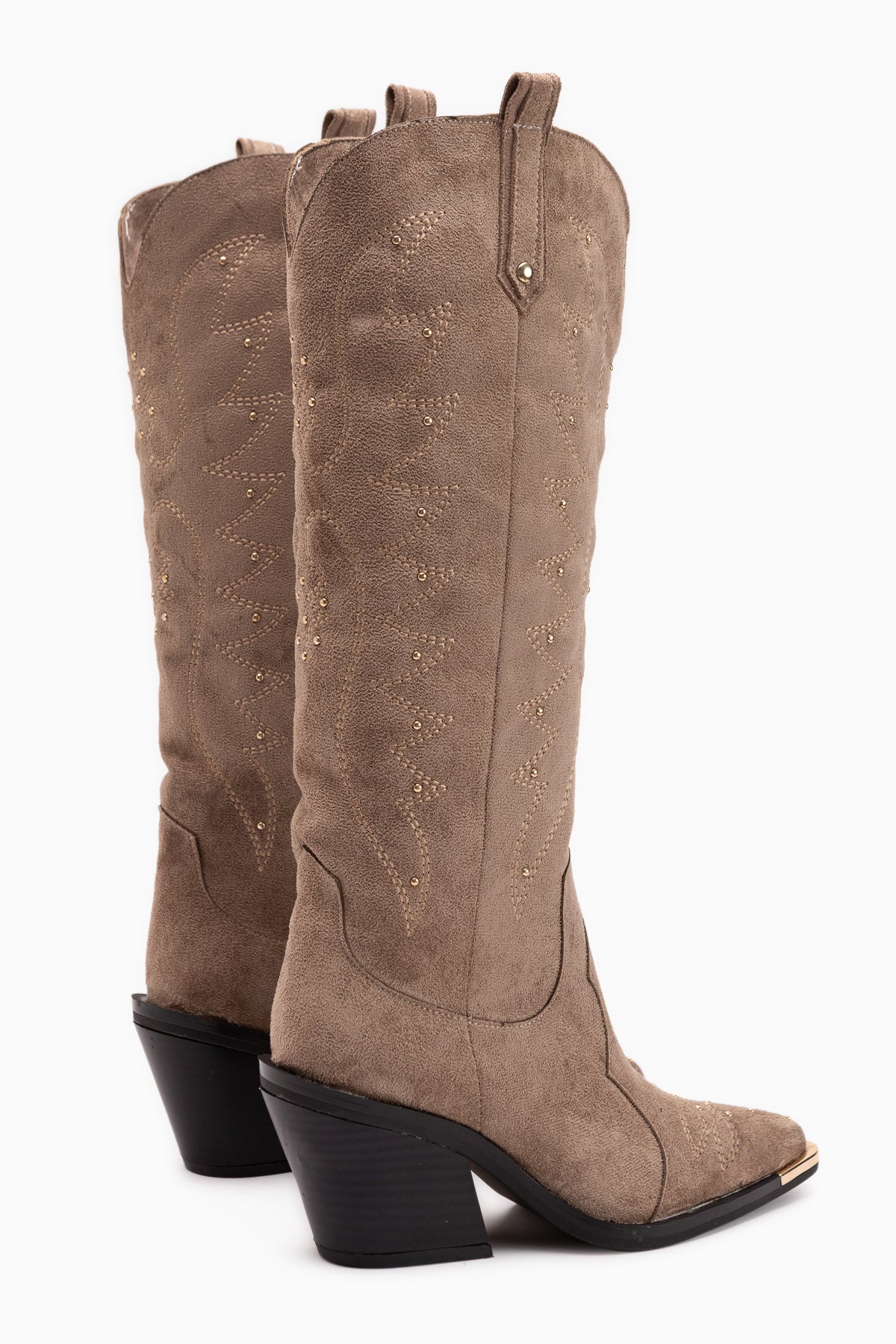 Elnora Beige Wildleder Bestickte Western Damen Stiefel