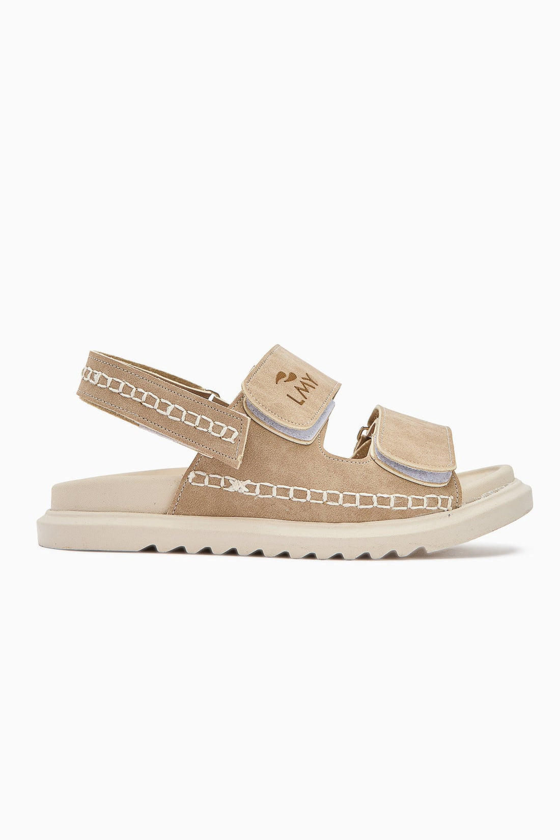 Sanna Damen Sandale in Beige mit Stickerei Detail und Klettverschluss