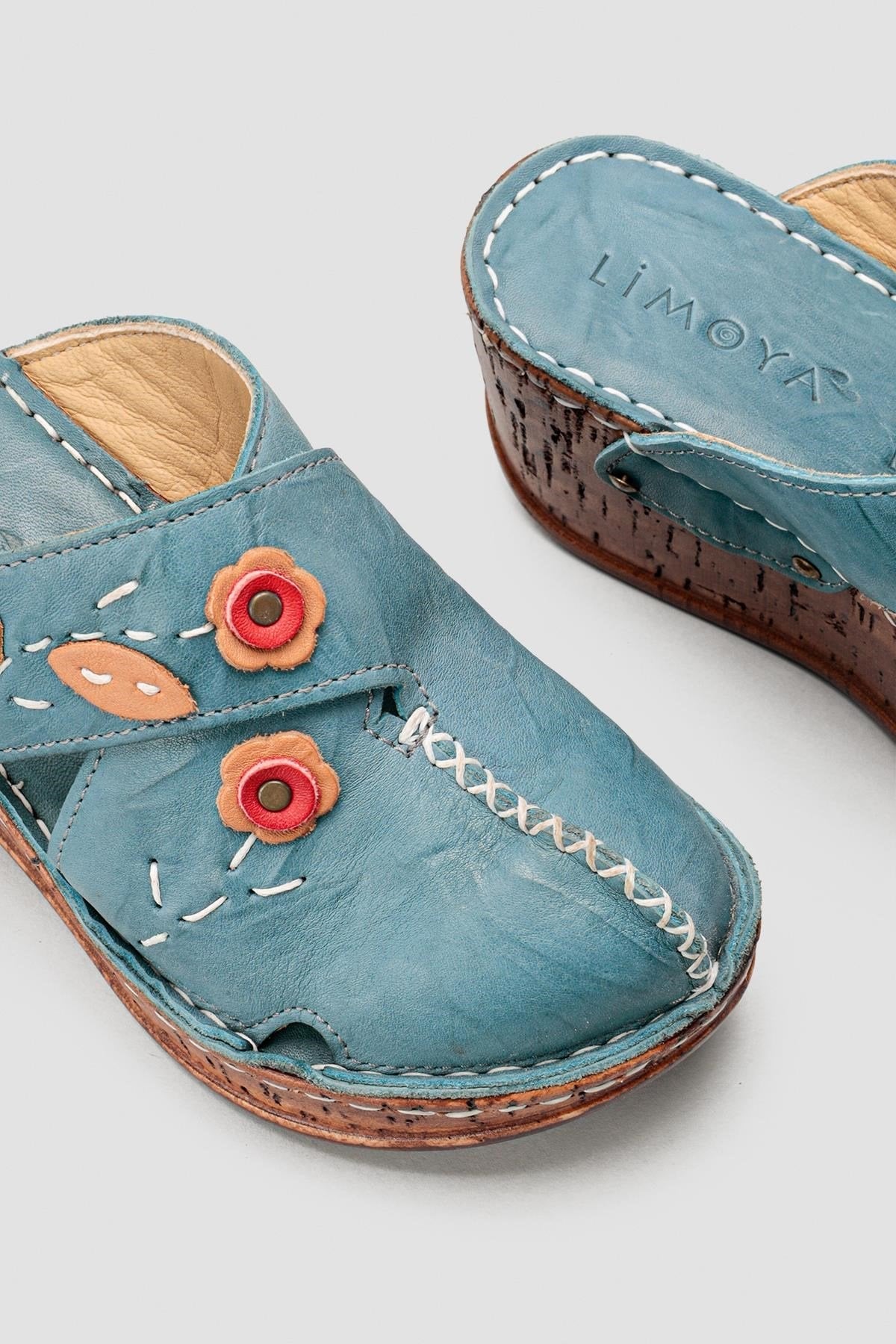 Alto Echtes Leder Komfort Pantoletten mit Distressed Sohle