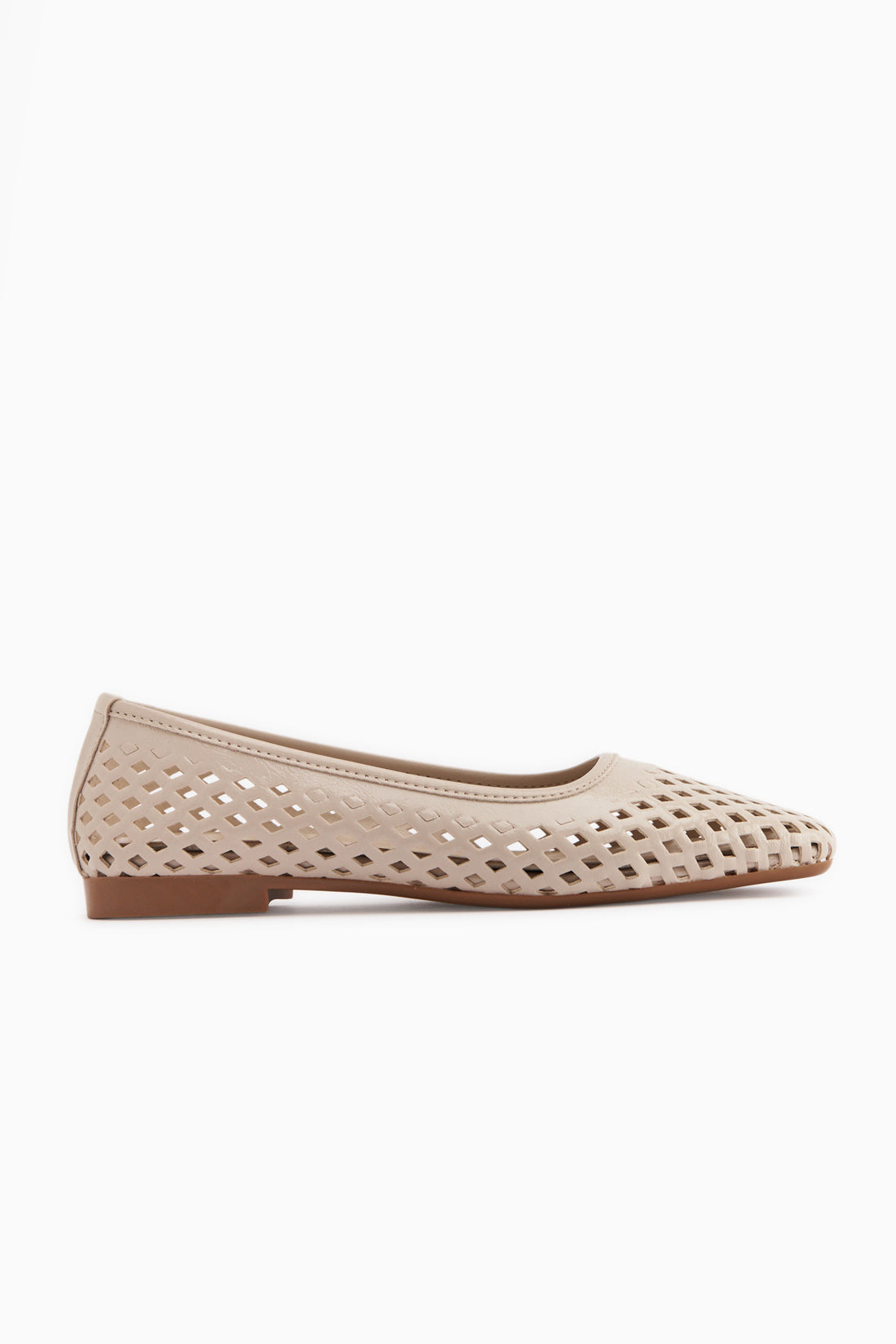 Elisa Beige Laser Cut Quadrat Zehen Damen Ballerinas