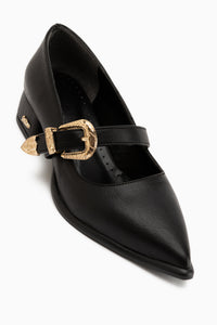 Jacklin Schwarze Riemchen Kurzabsatz Damen Schuhe