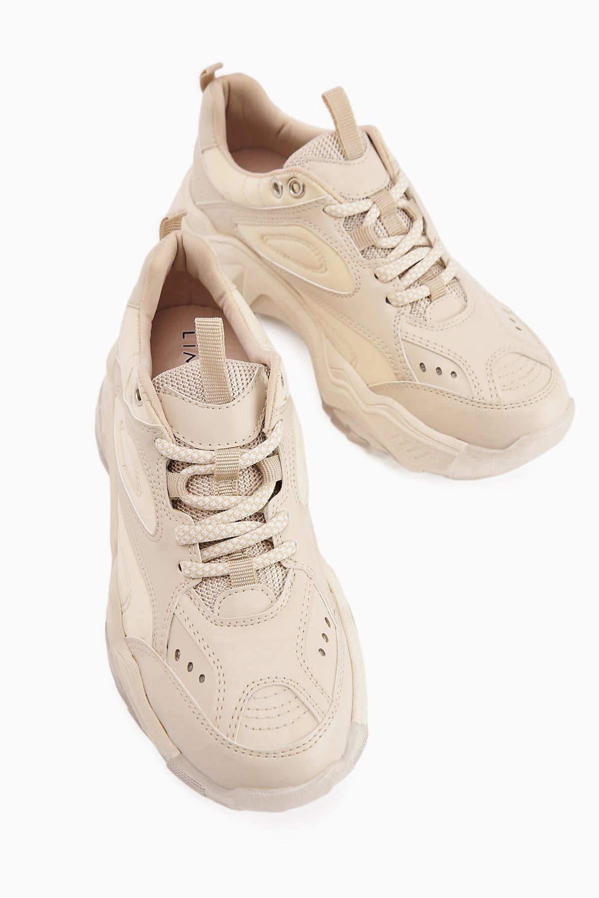 Erla Beige Chunky Sole Lace-Up Women's Sneakers