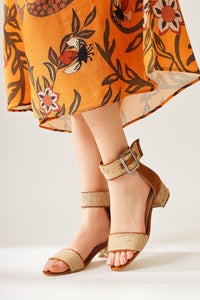 Ariola Brown Suede Chunky Strappy Sandals