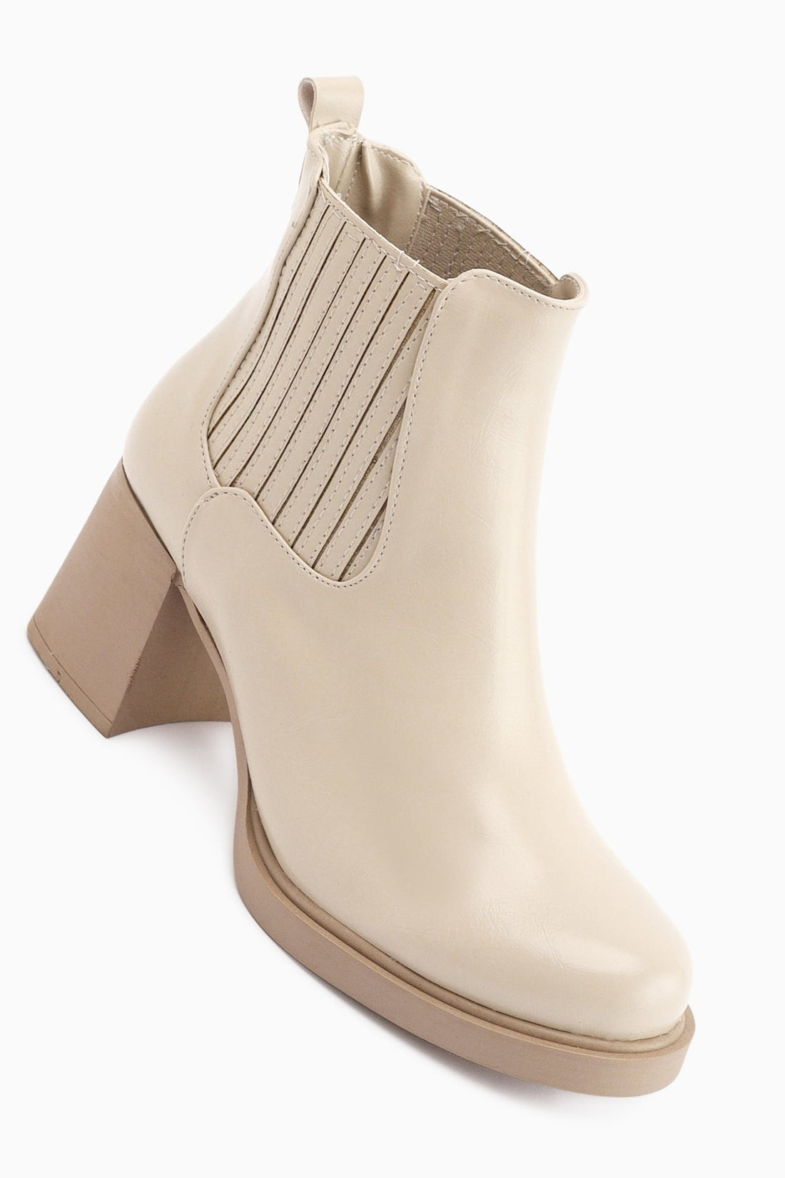 Marya Beige Elasticated Women's Heeled Boot