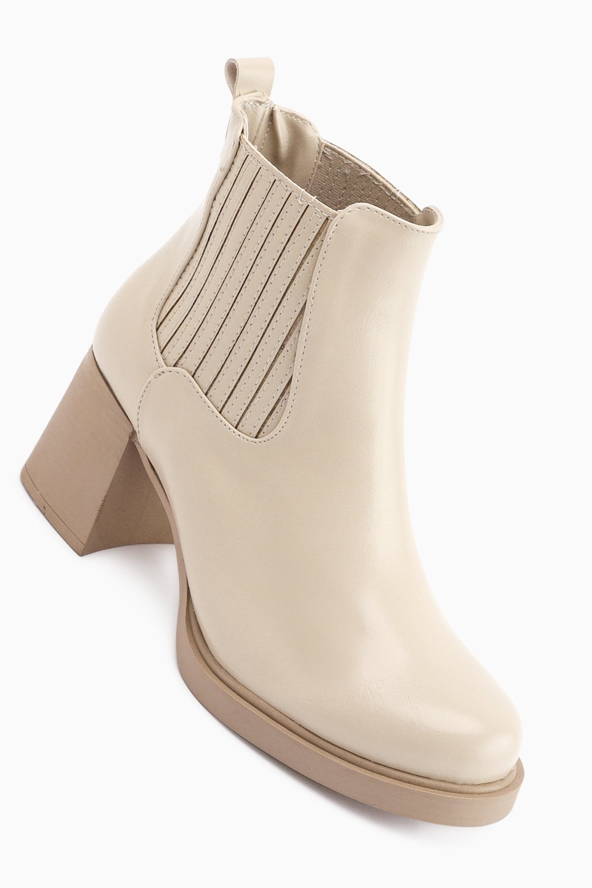 Marya Beige Elasticated Women's Heeled Boot