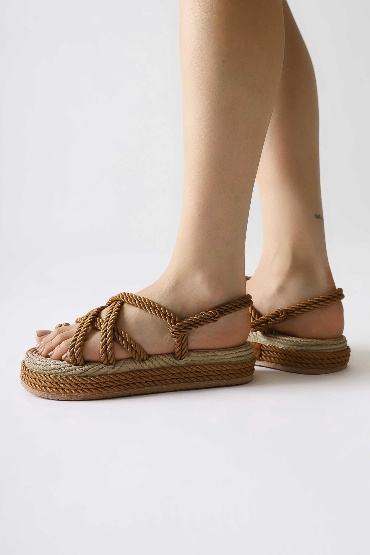 Spresa Brown Thick Soled Rope Sandals