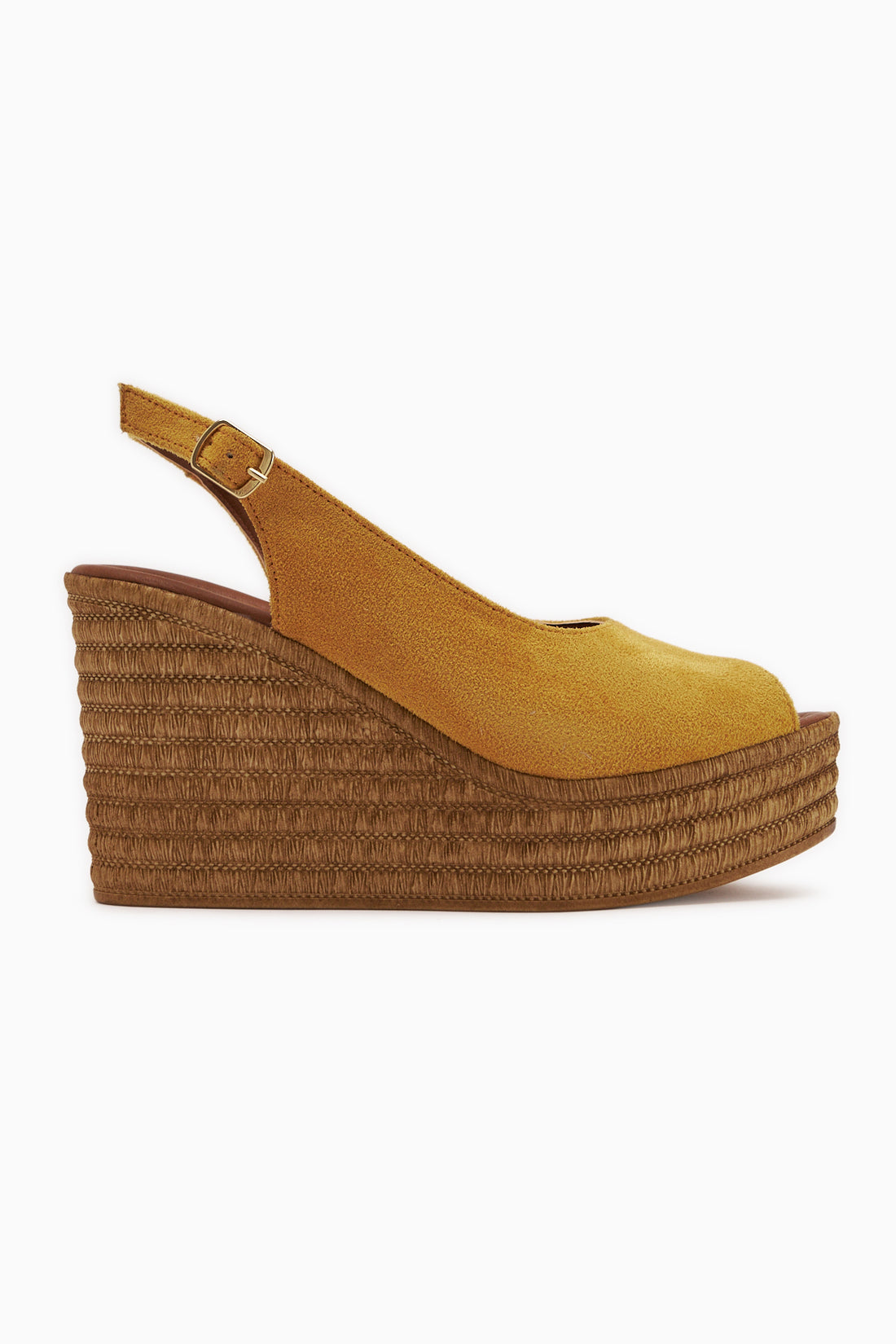 Caty Senf Wildleder Keil Damen Sandale