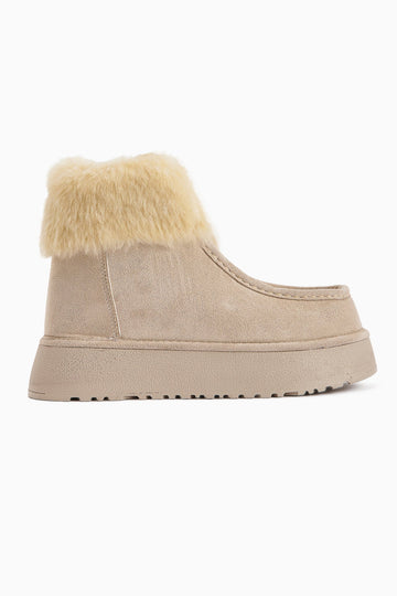 Erva Beige Suede Fur Women's Boot
