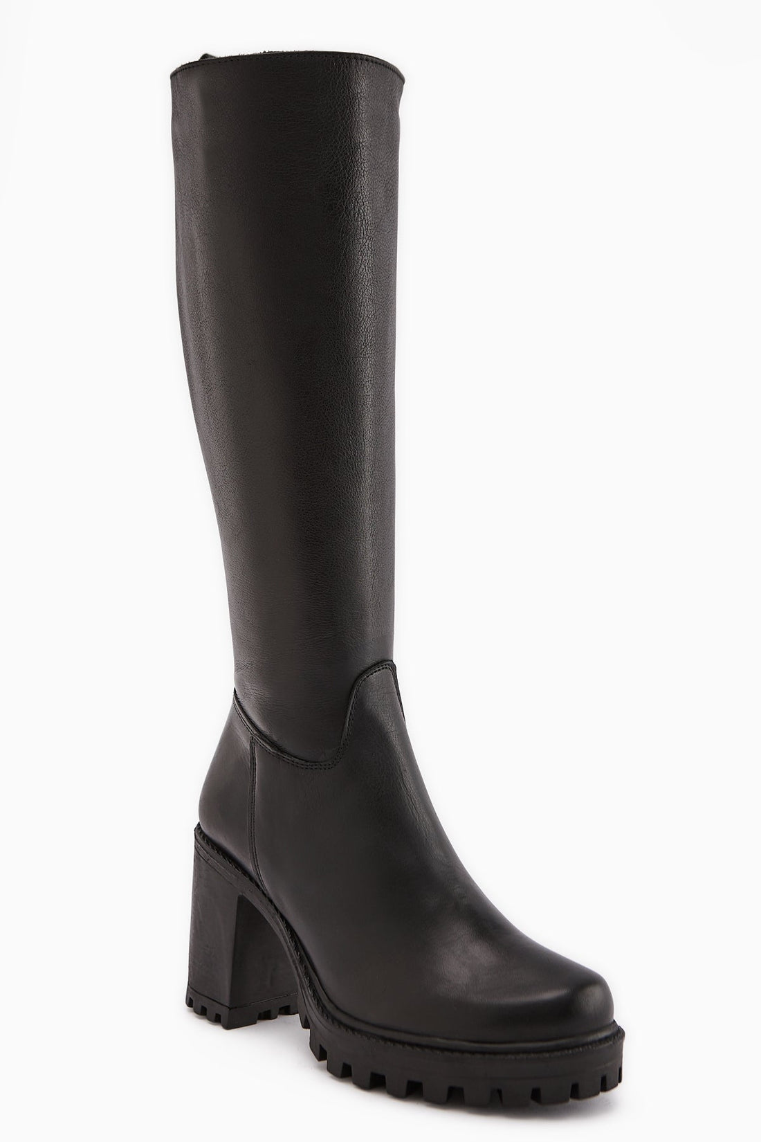 Ella Genuine Leather Black Platform Heel Women's Boot