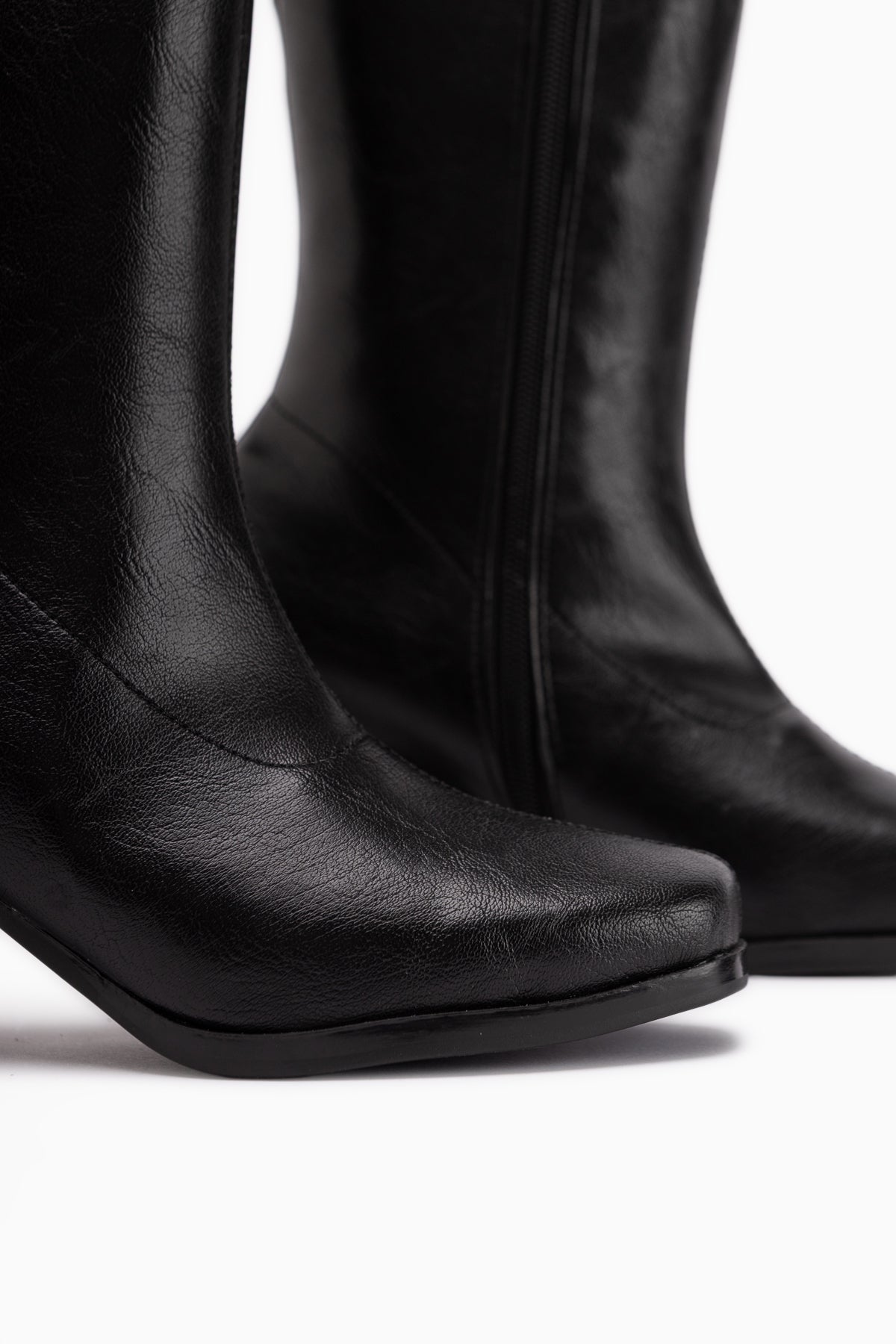 Evie Schwarz Quadratzehen Damen Stretchstiefel