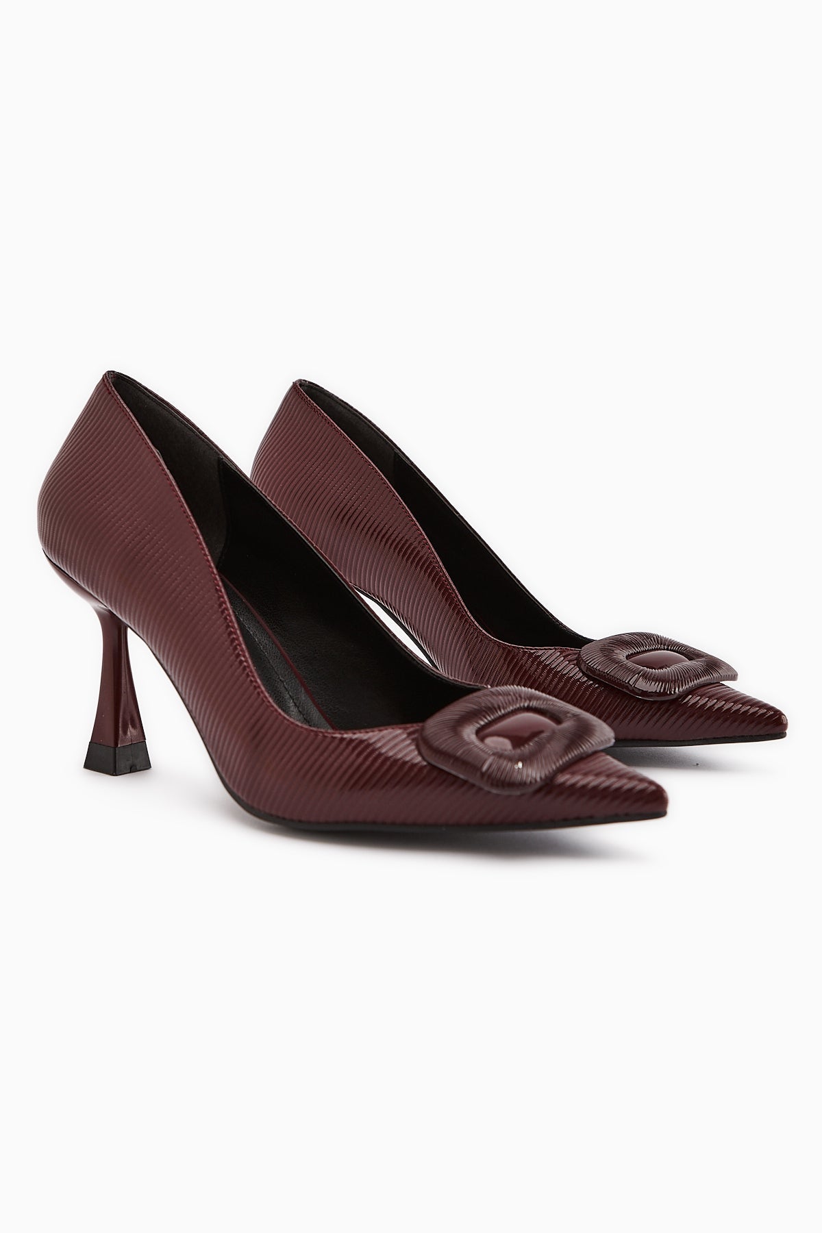 Hiam Women's Burgundy Buckled High Heel Shoe