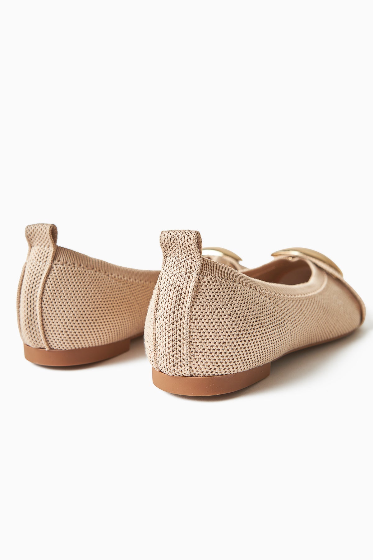 Lola Beige Damen Ballettflachschuh mit Metallschnalle, Spitze Zeh, Bequemer Alltagsschuh