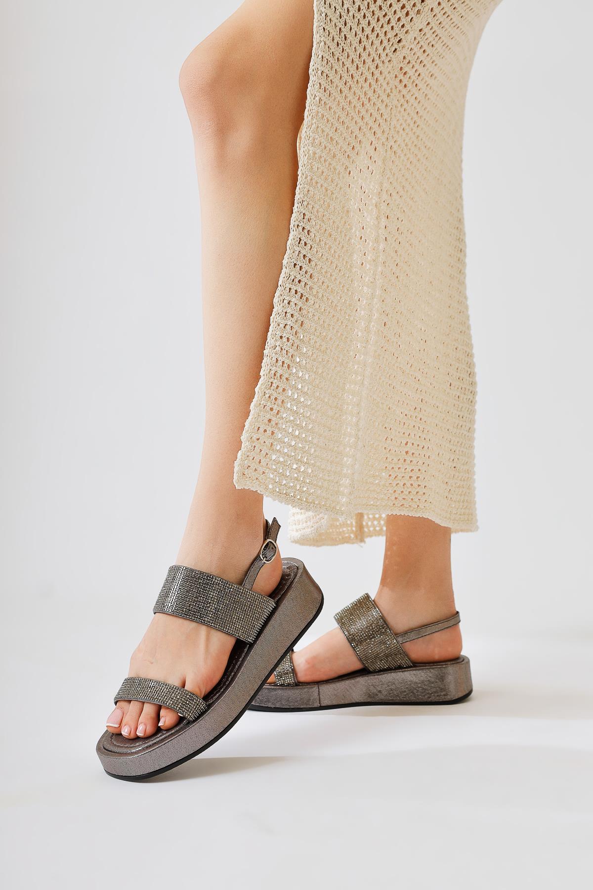 Cisela Platinum Stone Strappy Sandals