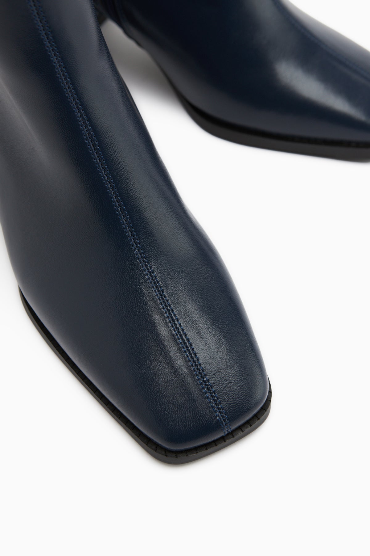 Margot – Navy Square-Toe Heeled Boot (Women)