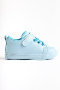 Daisy Blue Laced Velcro Detailed Baby Sneakers
