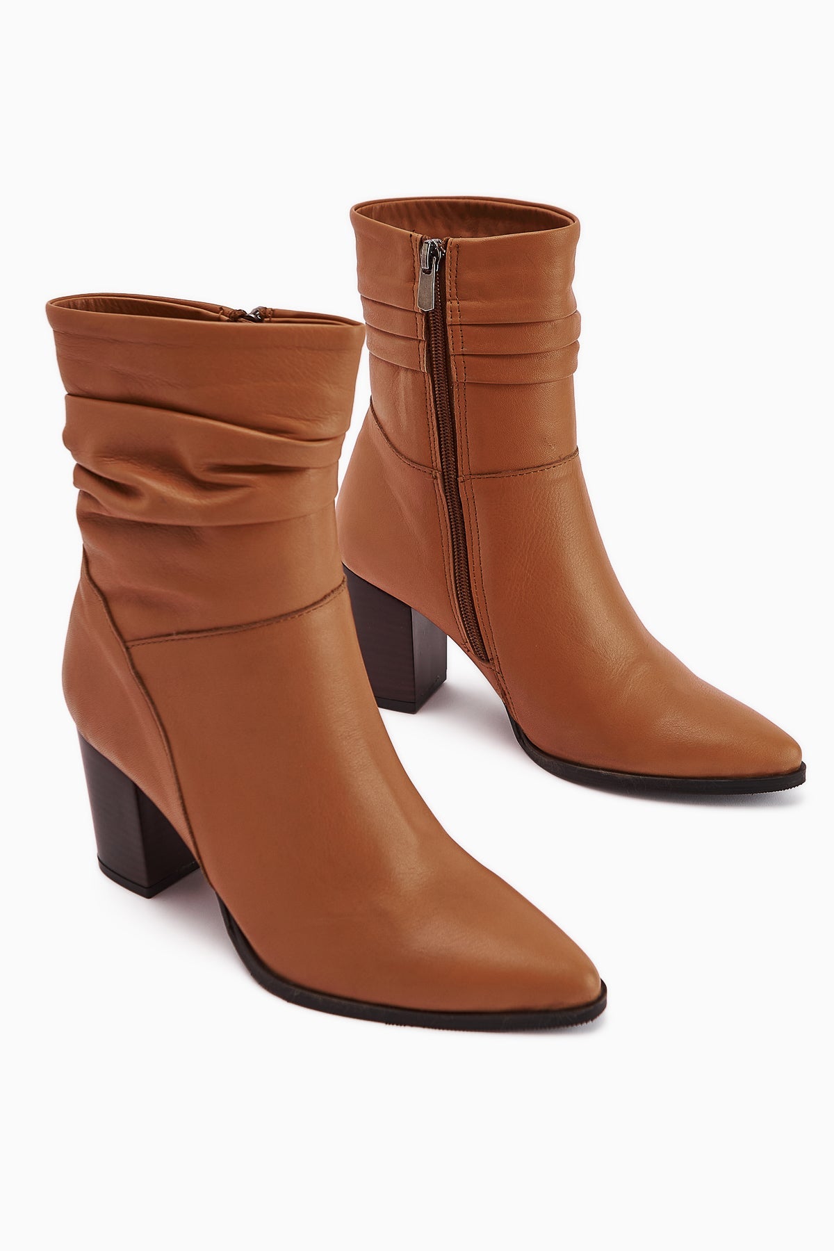 Tamina Genuine Leather Taba Pointed Toe Heeled Women's Boot