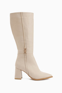 Kris Beige Buckle Detailed Women’s Boots