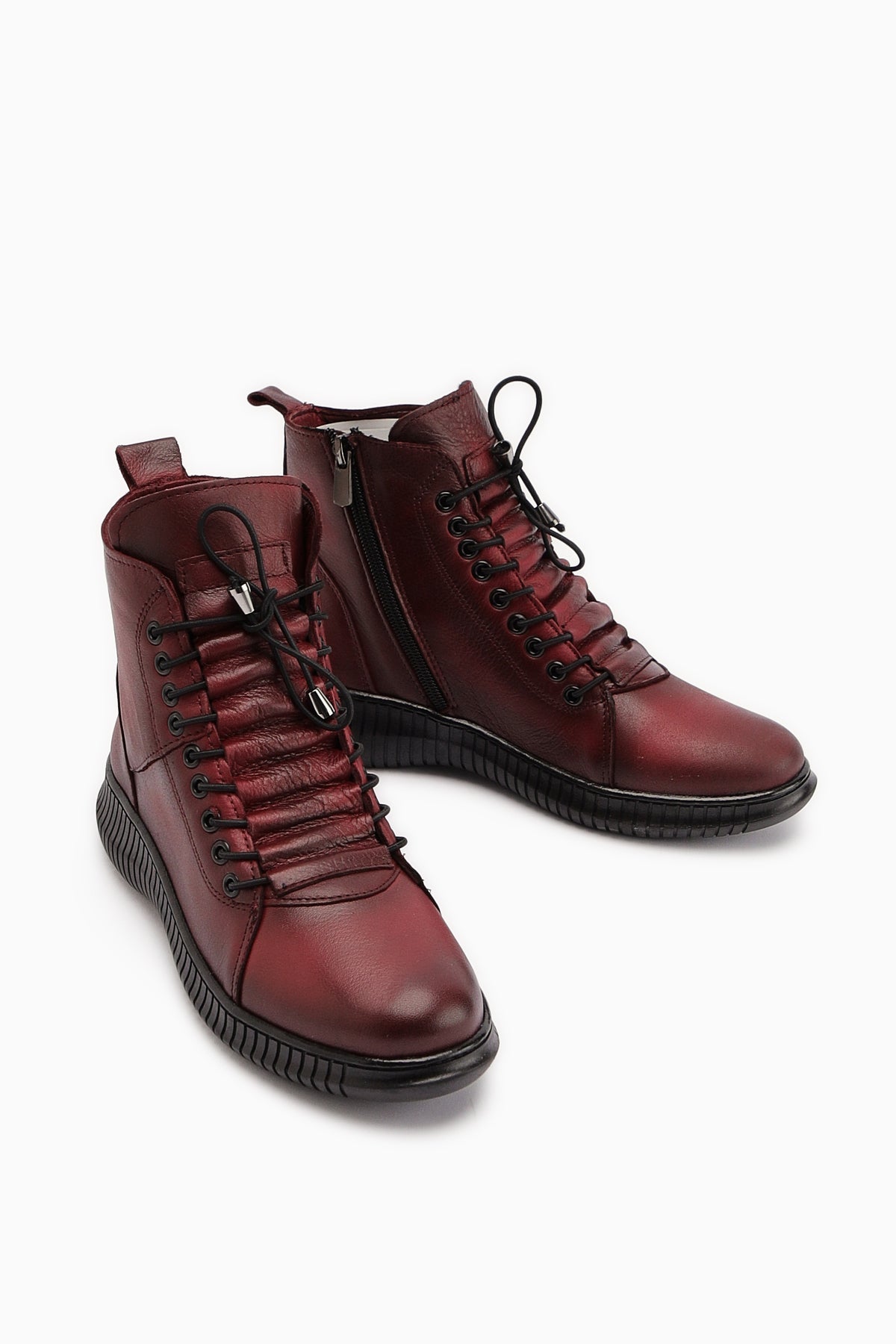 Jina – Burgunder [Echtleder] Stiefelette mit Schnürung (Damen)