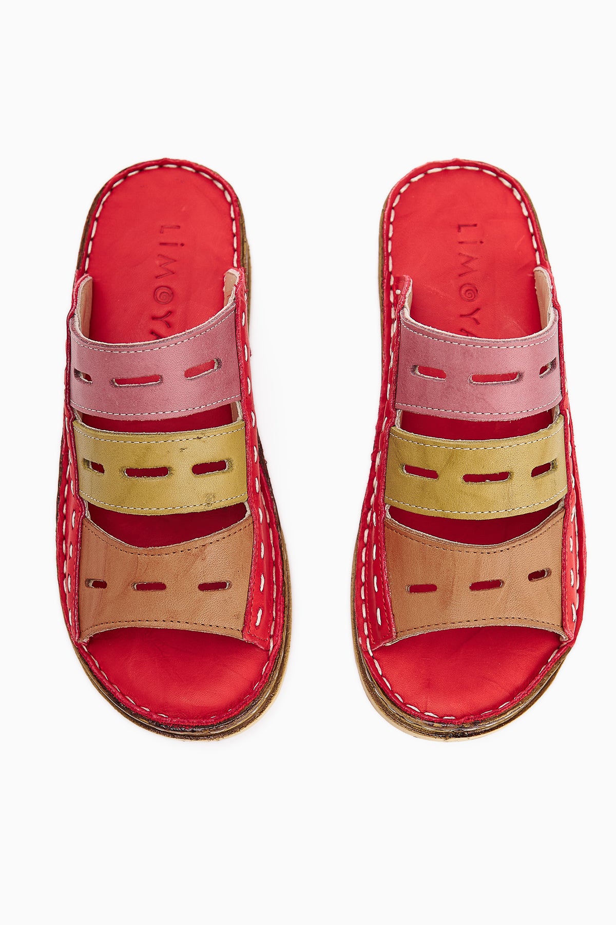 Echtes Leder Joelle Rot Lila Orange Grün Beige Comfort Laser Cut Pantoletten