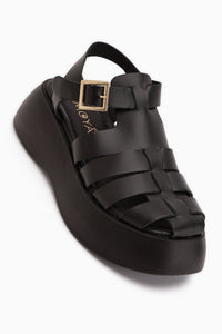 Yonna Genuine Leather Black High Platform Women’s Sandal