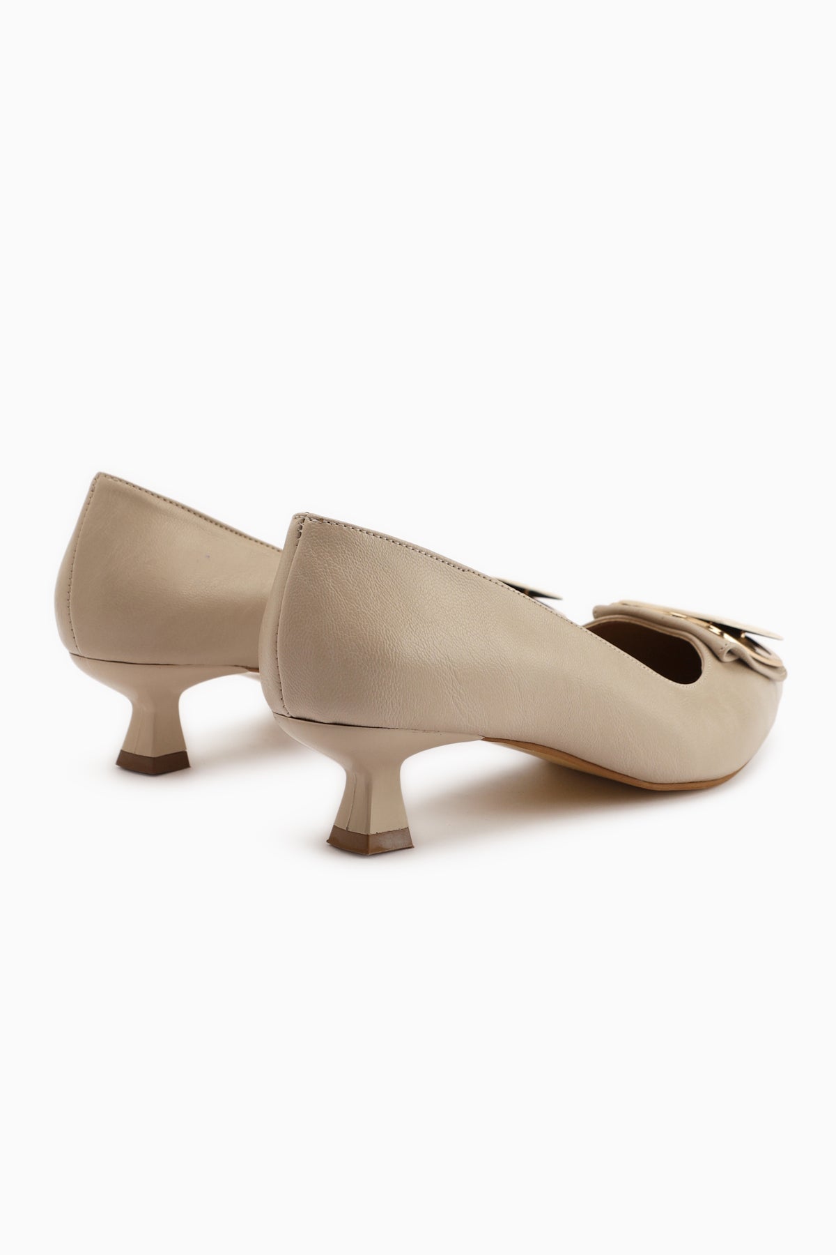Judita Beige Buckled Women's Heeled Shoe