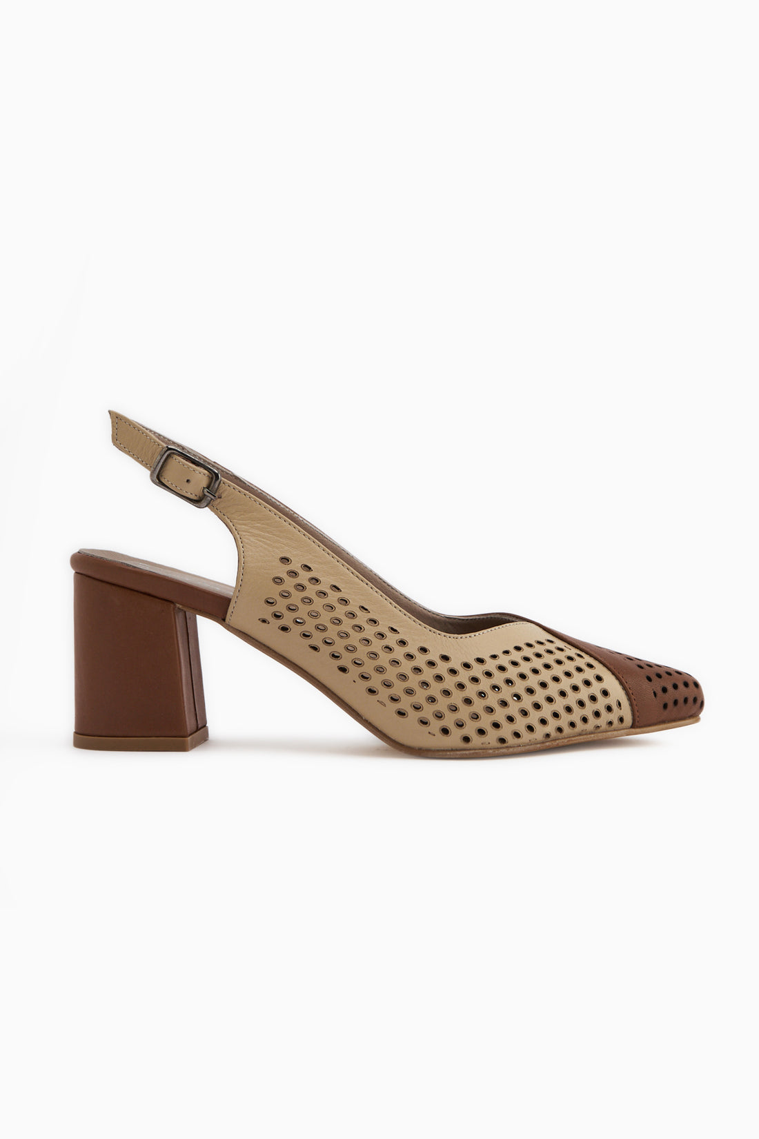 Cassie Echtes Leder Tan Beige Absatz Damen Sandale