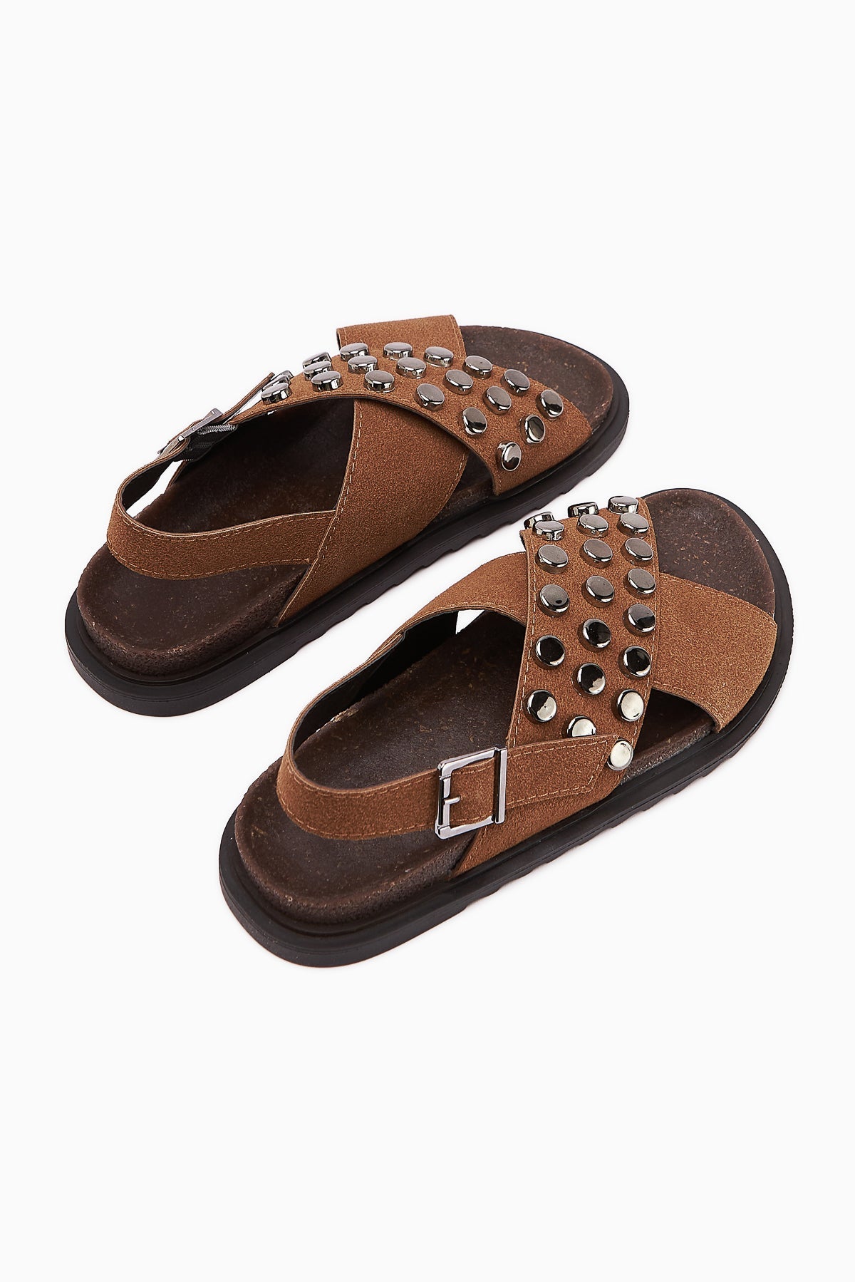 Lina Taba Studded Cross-Strap Women's Sandals