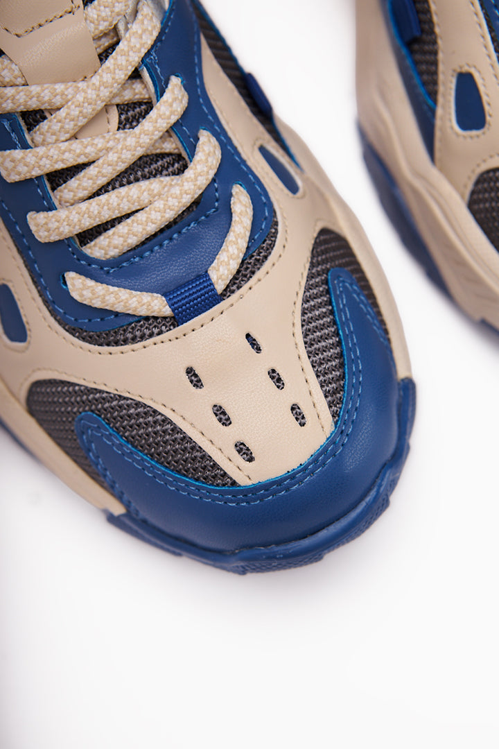 Daysi Blue Beige Thick Soled Women's Sneakers