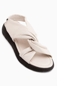 Jennie Echtes Leder Beige Kreuzriemen Damen Sandale