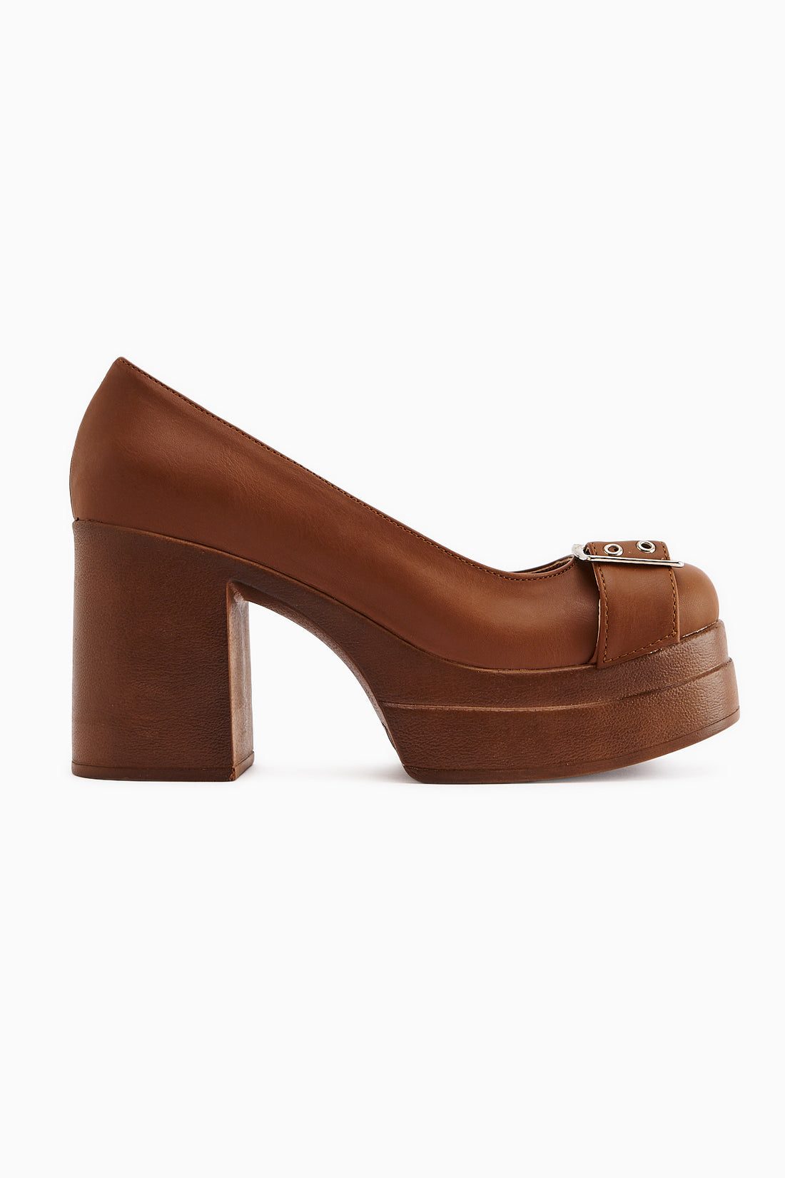 Salin Tan Schnalle Detail Offene Zehe Absatzschuhe