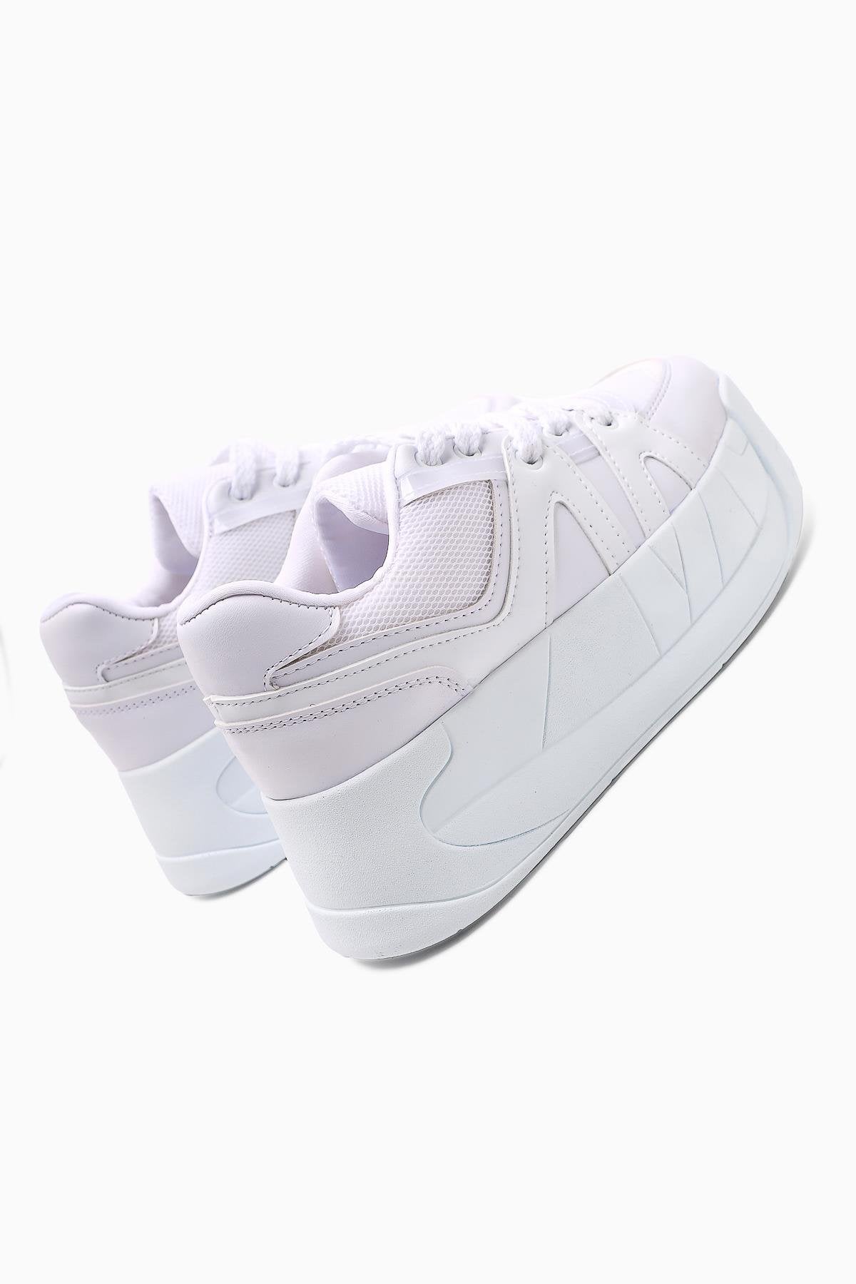 Alvi Weiße Leder Detaillierte Damen Sneakers