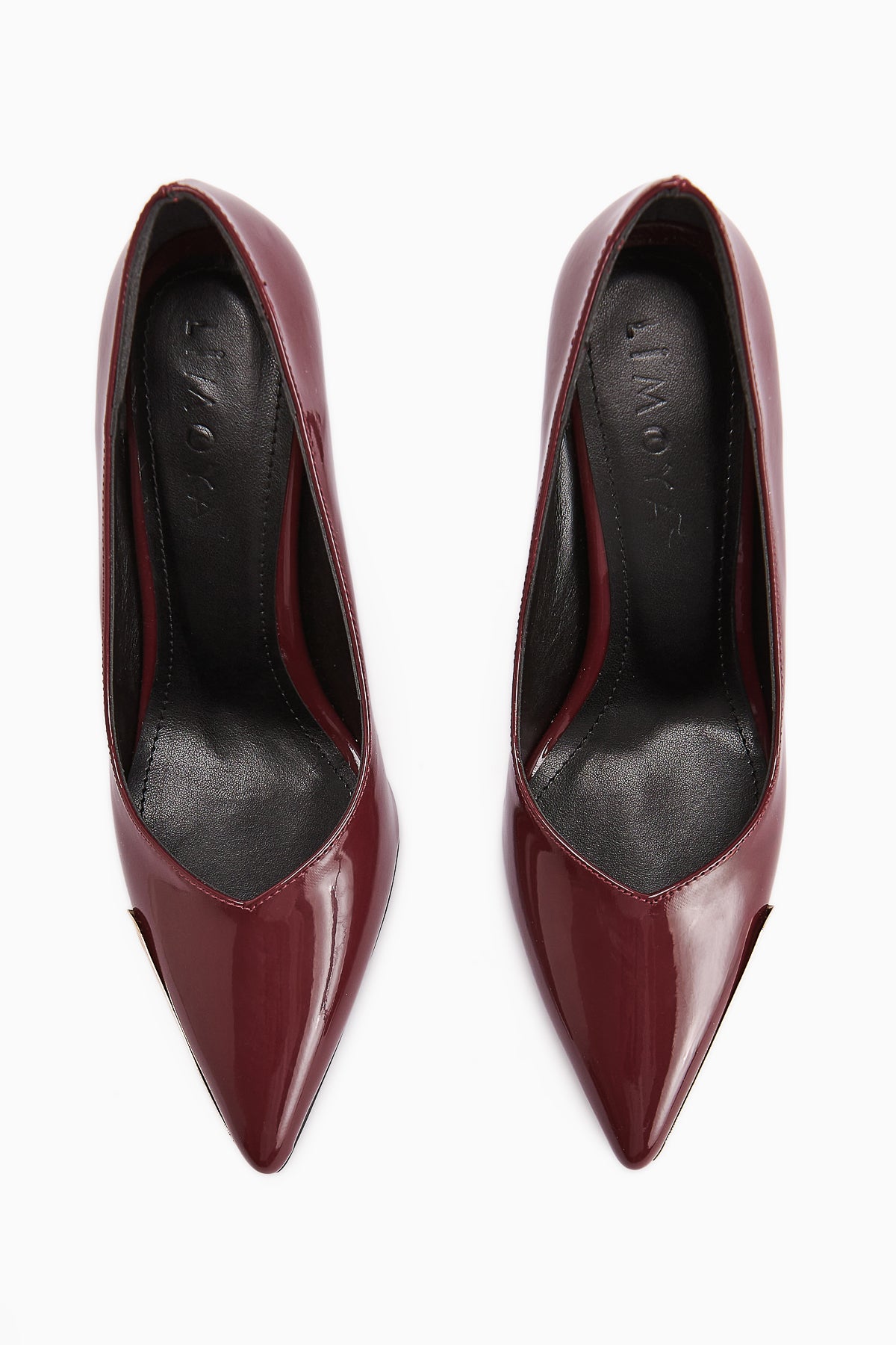 Lula Bordo Patent Leather Metal Buckled Pointed Toe Women's Heels